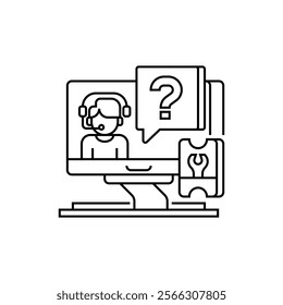 Support Ticket Line Icon. linear style sign for mobile concept and web design. Outline vector icon.