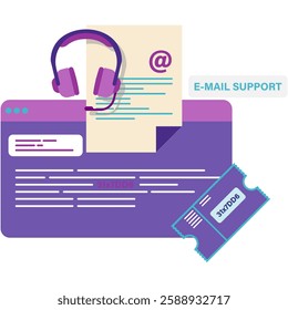 support ticket system, customer service illustration