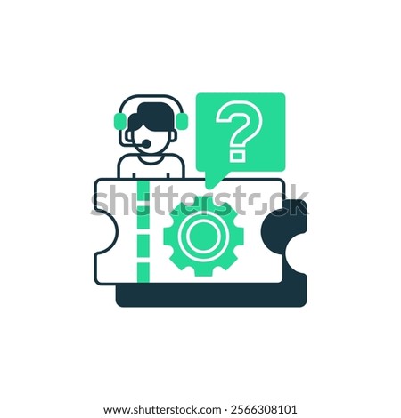 Support Ticket Two Tone Color Icon. linear style sign for mobile concept and web design. Outline vector icon.