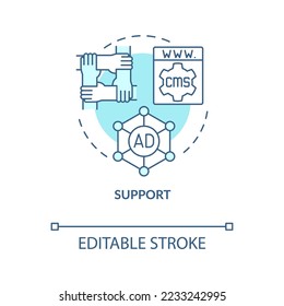 Support turquoise concept icon. Customer service departments. Help forum abstract idea thin line illustration. Isolated outline drawing. Editable stroke. Arial, Myriad Pro-Bold fonts used