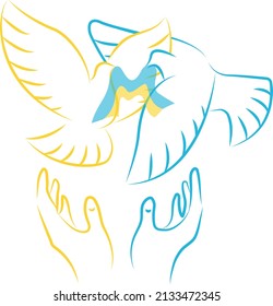 Support Ukraine, against war, doves of peace