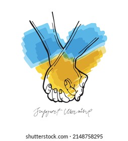 Support Ukraine - cute hand drawn doodle lettering. Glory of Ukraine, Save Ukraine, All will be Ukraine