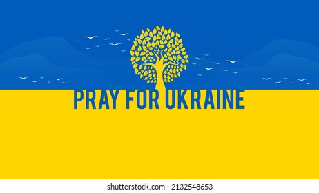Support Ukraine flag tree and birds