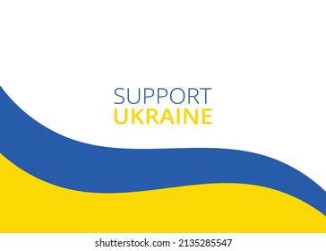 Unterstützt die Ukraine Flutwelle fließenden Banner mit weißem Kopienraum Hintergrund Vektorgrafik.