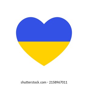 support Ukraine, heart shape in ua national flag colors, blue and yellow heart vector icon