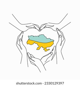 Support Ukraine. No war sign. Simple line drawing. Vector illustration.