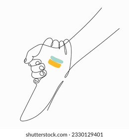 Support Ukraine. No war sign. Simple line drawing. Vector illustration.