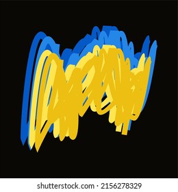 Support for Ukraine. Pattern in ukrainian flag colors. Blue and yellow conceptual ideat. Pray For Ukraine peace. Care, love and charity symbol. Vector 