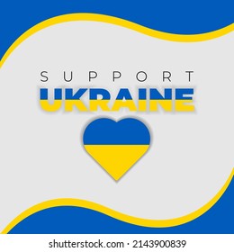 Support Ukraine. Vector banner for web and social media with blue and yellow color. Ukraine flag with heart shape.	
