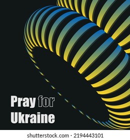 Support Ukraine. Vector illustration with blue and yellow color. Background design with abstract 3D wireframe shapes.