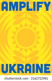 Support Ukraine Yellow Poster Sunflower Artwork Stock Vector (Royalty