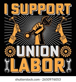 I Asistencia Sindicato Día del Trabajo Sublimación Diseño de camiseta Vector Gráfico
