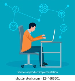 Support of the user, decision of processes, start of new business, start. Vector illustration designer template Isometric of  startup. Background for sites, banners, NEWS.