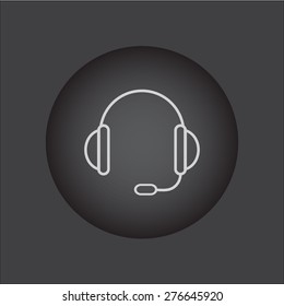 support vector icon.  headset.  black button.