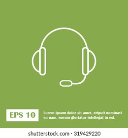 support vector icon.  headset. eps 10. green icon.