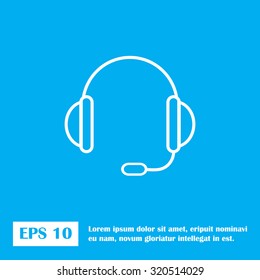 support vector icon.  headset. eps 10. blue icon.