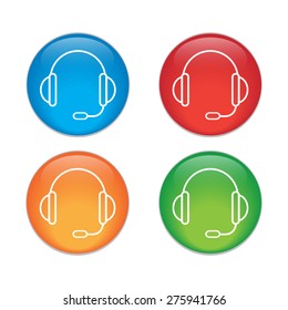 support vector icon.  headset.  Glass Button Icon Set.
