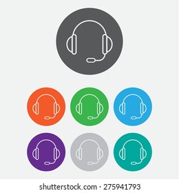 support vector icon.  headset.  Round buttons. Vector.