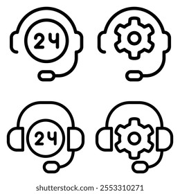 Support vector icon set. online help illustration sign collection. operator symbol or logo.