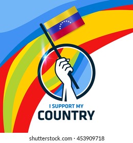 I Support Venezuela. Hand holding the Country flag - abstract background Man Holding Flag in Rio Olympics 2016