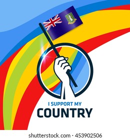 I Support Virgin Islands UK. Hand holding the Country flag - abstract background Man Holding Flag in Rio Olympics 2016