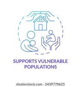 Support vulnerable populations blue gradient concept icon. Loving parent and child. Adoption benefits. Child welfare. Round shape line illustration. Abstract idea. Graphic design. Easy to use