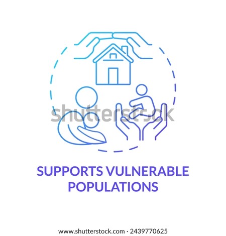 Support vulnerable populations blue gradient concept icon. Loving parent and child. Adoption benefits. Child welfare. Round shape line illustration. Abstract idea. Graphic design. Easy to use