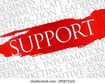 Support word cloud, business concept background