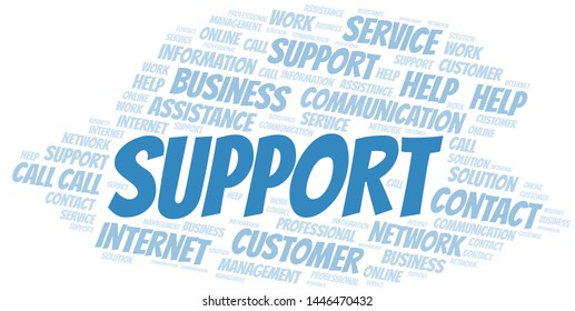 Support word cloud vector made with text only