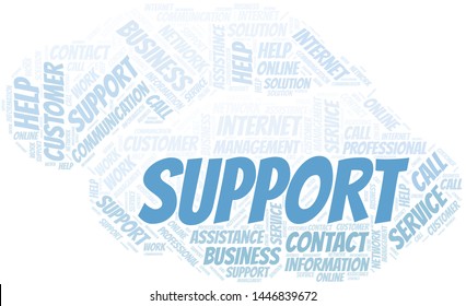 Support word cloud vector made with text only