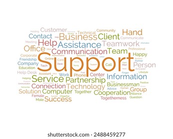 Support wordcloud template. Business concept vector background.