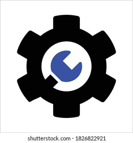Support Wrench Cog vector icon