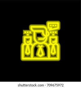 Support yellow glowing neon ui ux icon. Glowing sign logo vector