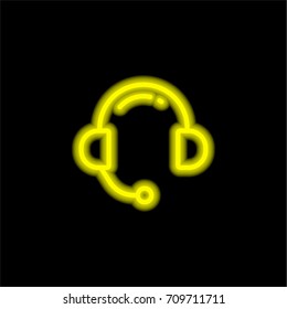 Support yellow glowing neon ui ux icon. Glowing sign logo vector
