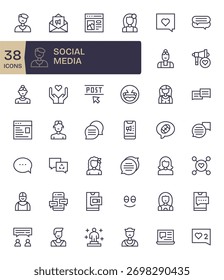 Support your design system with 42 Regular Line icons based on Social Media, reusable and tidy.