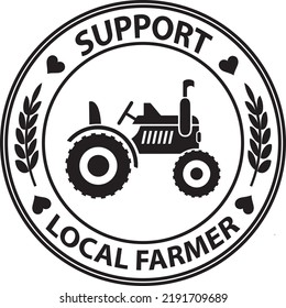 support your local farmer circular design with tractor and wheat logos eps vector 