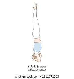 Supported Headstand (Salamba Sirsasana). Vector.