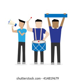 supporters sports team  fanclub in blue shirt