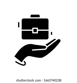 Unterstützt schwarze Ikone, Concept Illustration, Vektorillustration flaches Symbol, Bildzeichen.