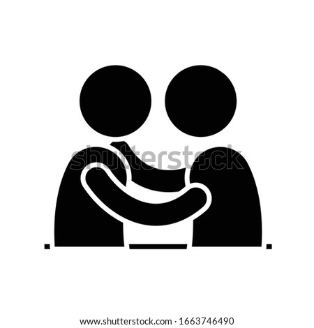 Supporting collegues black icon, concept illustration, vector flat symbol, glyph sign.