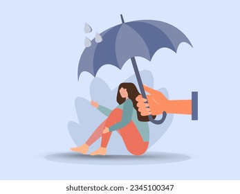 Supporting depressed crying woman under stress and psychological support. Psychotherapy and mental issues. support and aid for people under stress and depression over online services. 