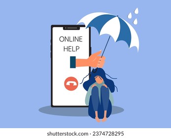 Supporting depressed crying woman under stress and psychological support. Psychotherapy and mental issues. support and aid for people under stress and depression over online services.