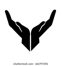 supporting hands holding care concept pictogram
