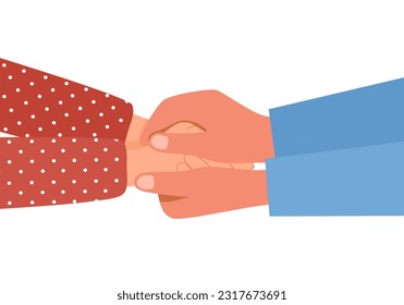 Supporting hands holding with care in flat design on white background. Helping hands concept.