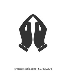 Supporting hands icon flat. Illustration isolated vector sign symbol
