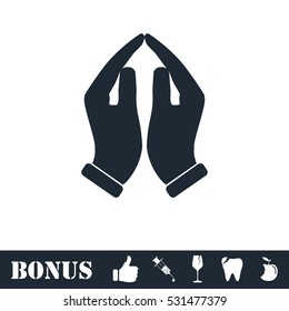 Supporting hands icon flat. Vector illustration symbol and bonus pictogram
