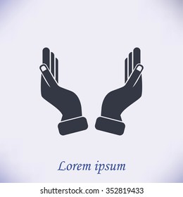 Supporting hands illustration icon