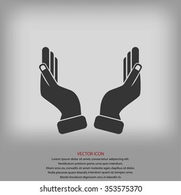 Supporting hands illustration icon