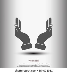 Supporting hands illustration icon