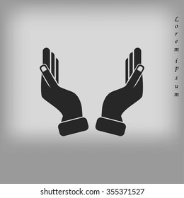 Supporting hands illustration icon